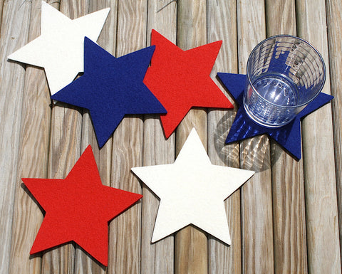Fourth of July Star Wool Felt Coasters 5mm Thick