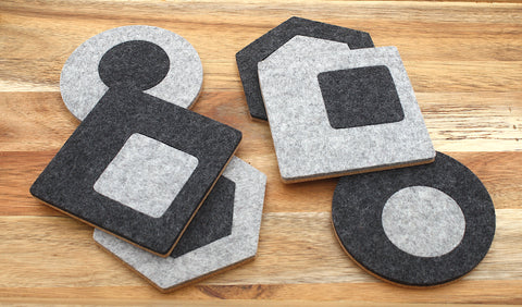 Mid Century Modern Cork Backed Felt Coasters