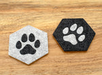 Hexagon Paw Print Cork Backed Felt Coasters