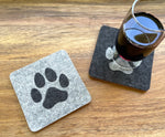 Square Paw Print Cork Backed Felt Coasters