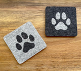 Square Paw Print Cork Backed Felt Coasters