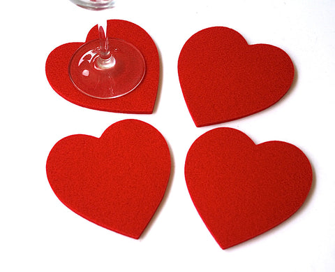 Heart Wool Felt Coasters 5mm Thick