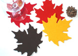 Thanksgiving Maple Leaf Drink Coasters in 5mm Thick Virgin Merino Wool Felt