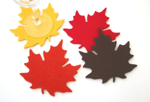 Maple Leaf Wool Felt Coasters 5mm Thick