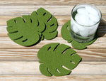Palm Leaf Tropical Drink Coasters in 5mm Thick Virgin Merino Wool Felt