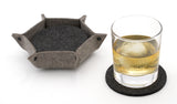 4" Round Merino Wool Felt Coasters with Hexagon Holder