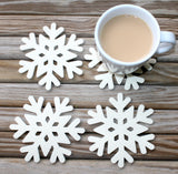 Snowflake Wool Felt Coasters Winter Holiday Christmas Coaster Set