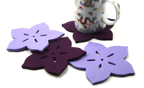 Tropical Flower Wool Felt Coasters 5mm Thick